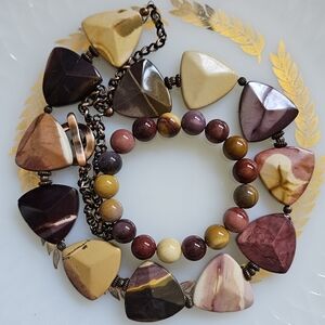 Mookaite Jasper Stone Necklace & Bracelet. Mookaite Jasper. Organic. Artisan.